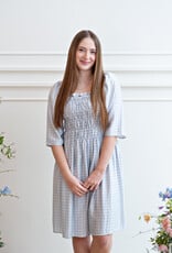 ICHI Hetta Dress in Powder Blue Gingham (FINAL SALE)