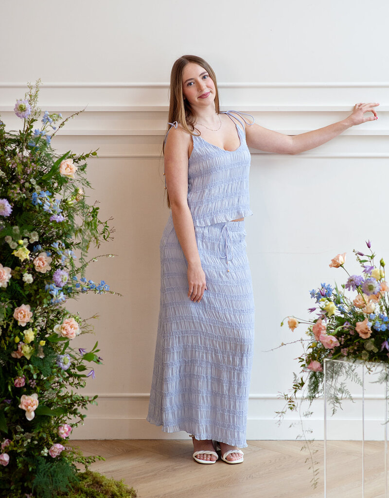 Angel Eye Essen Top and Skirt Set in Blue