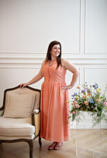 Adelyn Rae Mia Halter Midi Dress in Dusty Orange