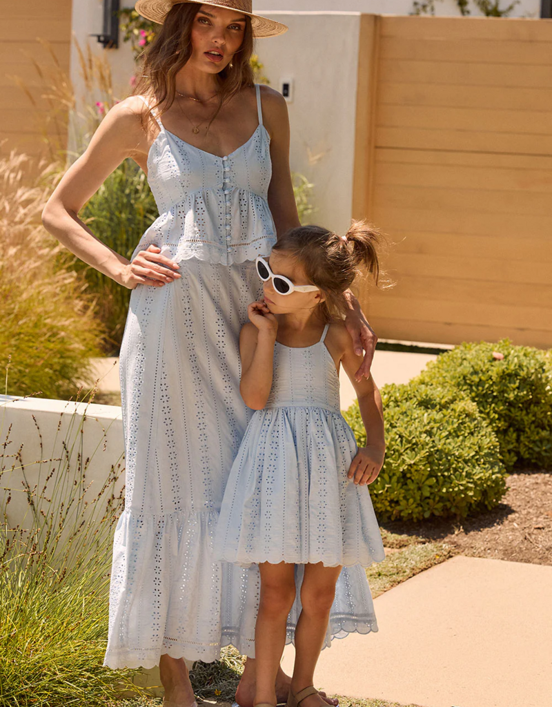 Saltwater Luxe Kids Lyllie Mini Dress in Sky Blue