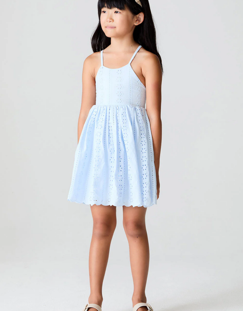 Saltwater Luxe Kids Lyllie Mini Dress in Sky Blue