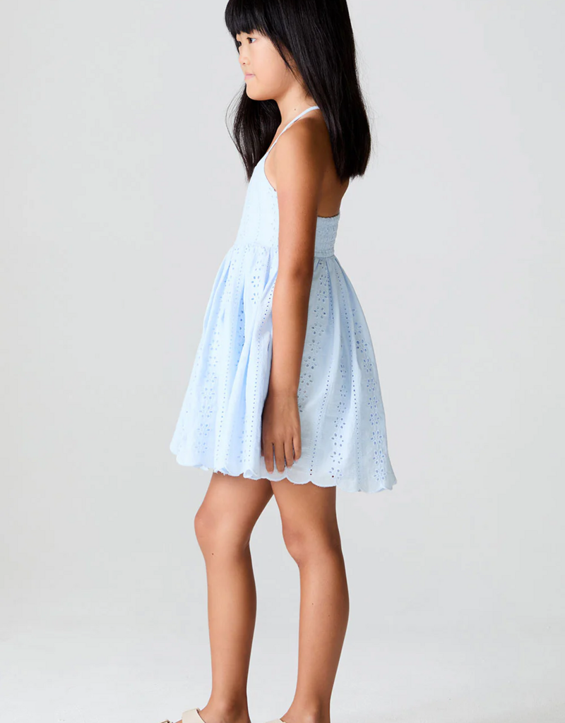 Saltwater Luxe Kids Lyllie Mini Dress in Sky Blue