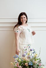 Louizon Wish Embroidered Short Sleeve Blouse in Vanilla