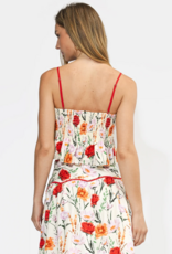 Adelyn Rae Ember Floral Print Peplum Top in Ivory Multi Floral