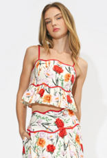 Adelyn Rae Ember Floral Print Peplum Top in Ivory Multi Floral