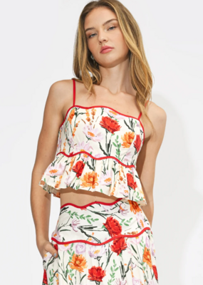 Adelyn Rae Ember Floral Print Peplum Top