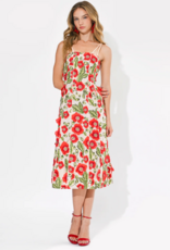 Adelyn Rae Ivy 3D Floral Midi Dress in Red Multi Floral