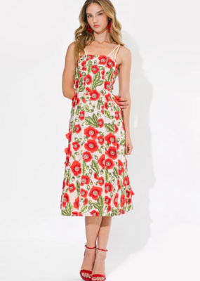 Adelyn Rae Ivy 3D Floral Midi Dress