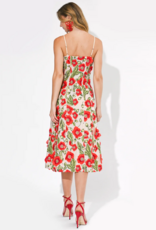 Adelyn Rae Ivy 3D Floral Midi Dress in Red Multi Floral