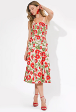 Adelyn Rae Ivy 3D Floral Midi Dress in Red Multi Floral