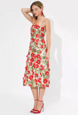 Adelyn Rae Ivy 3D Floral Midi Dress in Red Multi Floral
