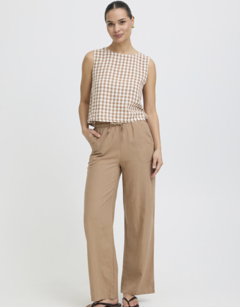 B.Young Falakka Linen Blend Button Back Top