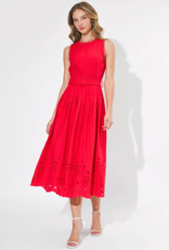 Adelyn Rae Neve Embroidered Midi Dress in Red
