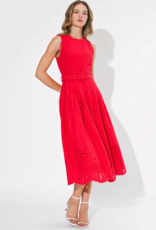 Adelyn Rae Neve Embroidered Midi Dress in Red
