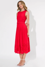 Adelyn Rae Neve Embroidered Midi Dress in Red