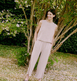 B.Young Falakka Linen Blend Crop Gingham Pants