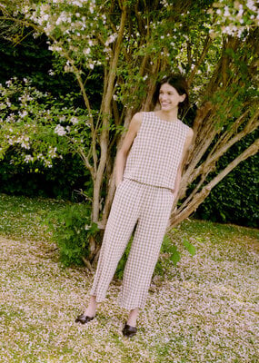 B.Young Falakka Linen Blend Crop Gingham Pants *Size 8 & 14 Left*