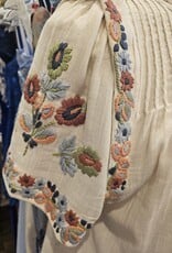 Louizon Badge Embroidered Short Sleeve Blouse in Ecru