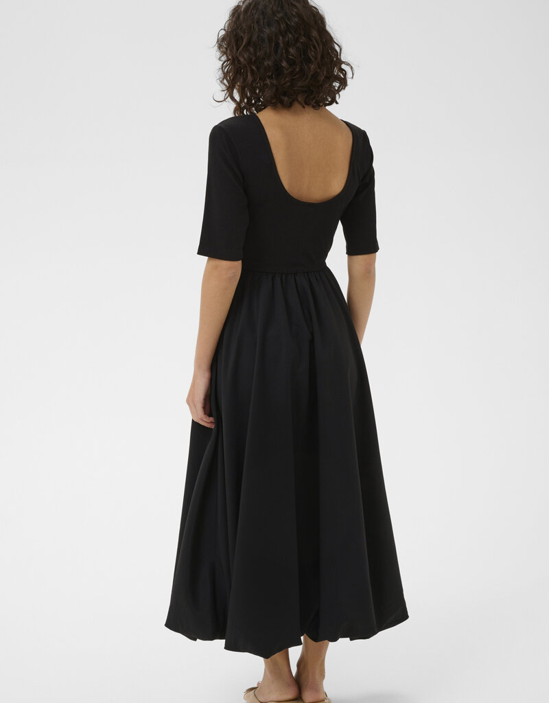 Kaffe Kirsten 1/2 Sleeve Bubble Hem Dress in Black Deep