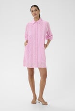 Kaffe Dona Shirt Dress w/ Eyelet Detail in Pink Frosting