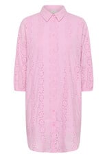 Kaffe Dona Shirt Dress w/ Eyelet Detail in Pink Frosting