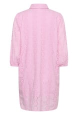 Kaffe Dona Shirt Dress w/ Eyelet Detail in Pink Frosting