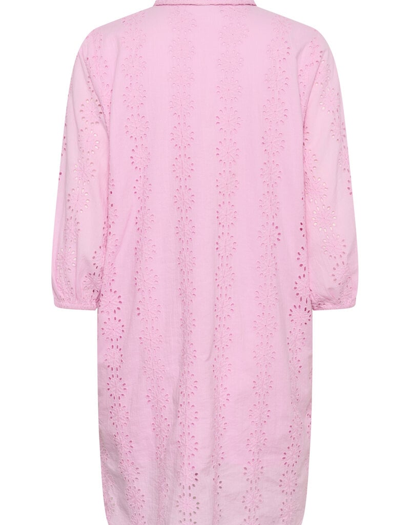 Kaffe Dona Shirt Dress w/ Eyelet Detail in Pink Frosting