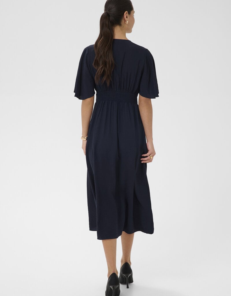 Kaffe Sirena Long Surplice Dress in Midnight Marine