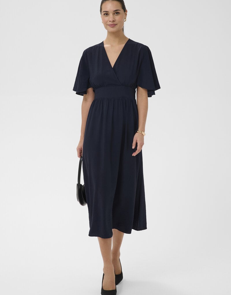 Kaffe Sirena Long Surplice Dress in Midnight Marine