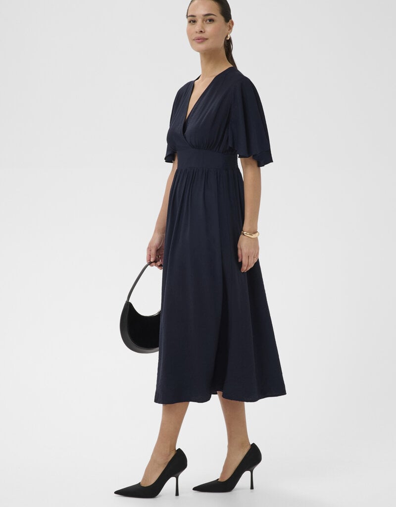 Kaffe Sirena Long Surplice Dress in Midnight Marine