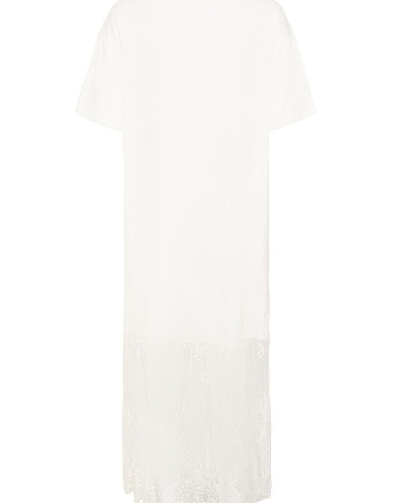 Kaffe Andrea Tee Dress with Lace Skirt in Chalk White