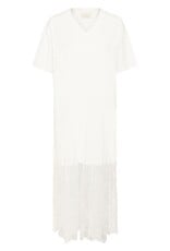Kaffe Andrea Tee Dress with Lace Skirt in Chalk White