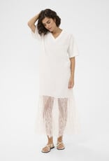 Kaffe Andrea Tee Dress with Lace Skirt in Chalk White