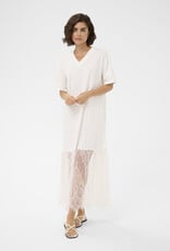 Kaffe Andrea Tee Dress with Lace Skirt in Chalk White