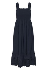 Kaffe Gertrud 100% Cotton Shirred Bodice Dress in Midnight Marine