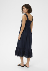 Kaffe Gertrud 100% Cotton Shirred Bodice Dress in Midnight Marine