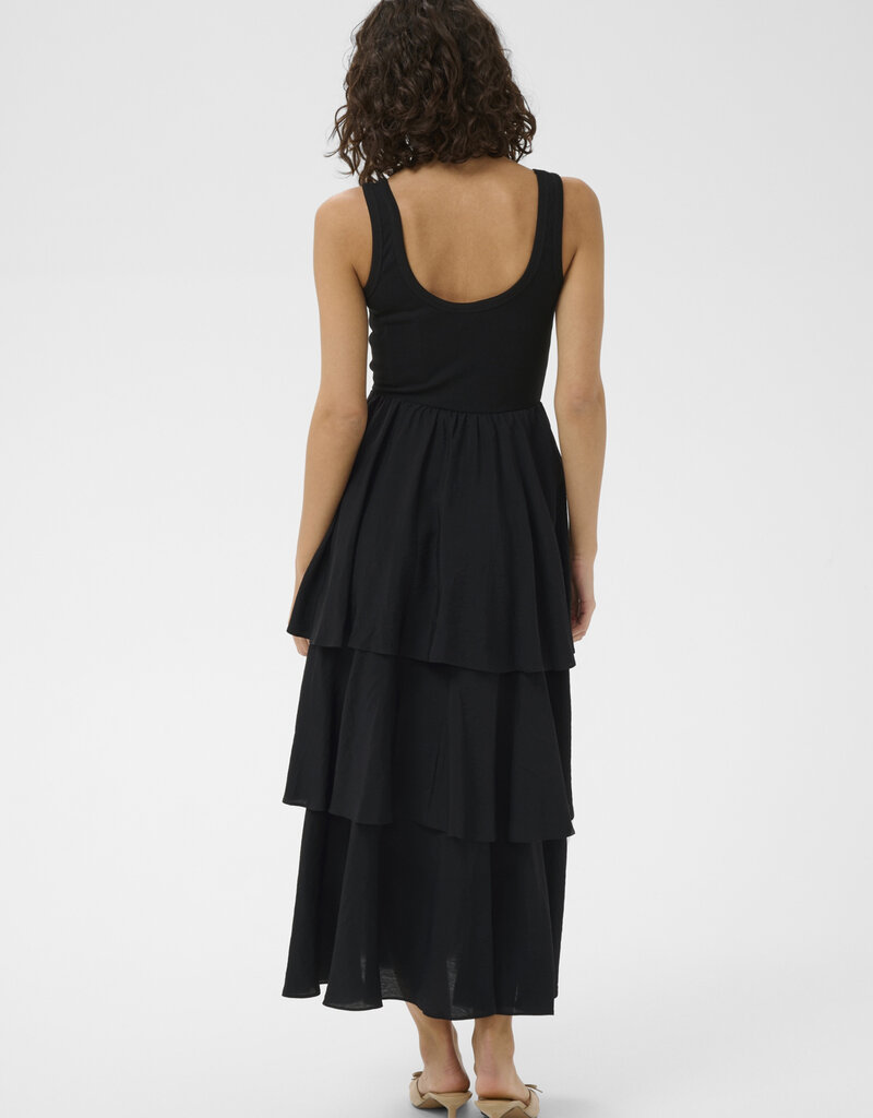 Kaffe Erika Tiered Tank Dress in Black Deep