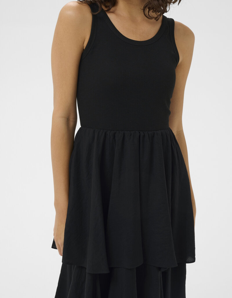 Kaffe Erika Tiered Tank Dress in Black Deep