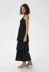 Kaffe Erika Tiered Tank Dress in Black Deep