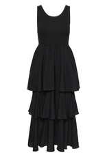 Kaffe Erika Tiered Tank Dress in Black Deep