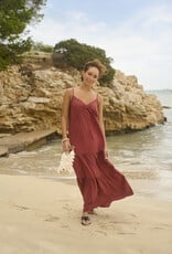 Kaffe Emily Tiered Maxi Dress in Henna