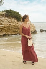 Kaffe Emily Tiered Maxi Dress in Henna