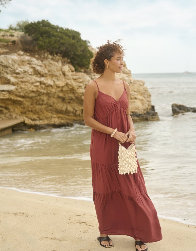 Kaffe Emily Tiered Maxi Dress in Henna