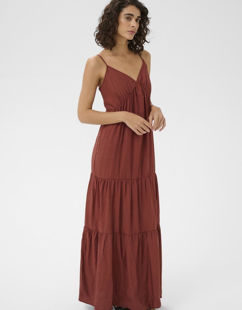 Kaffe Emily Tiered Maxi Dress in Henna