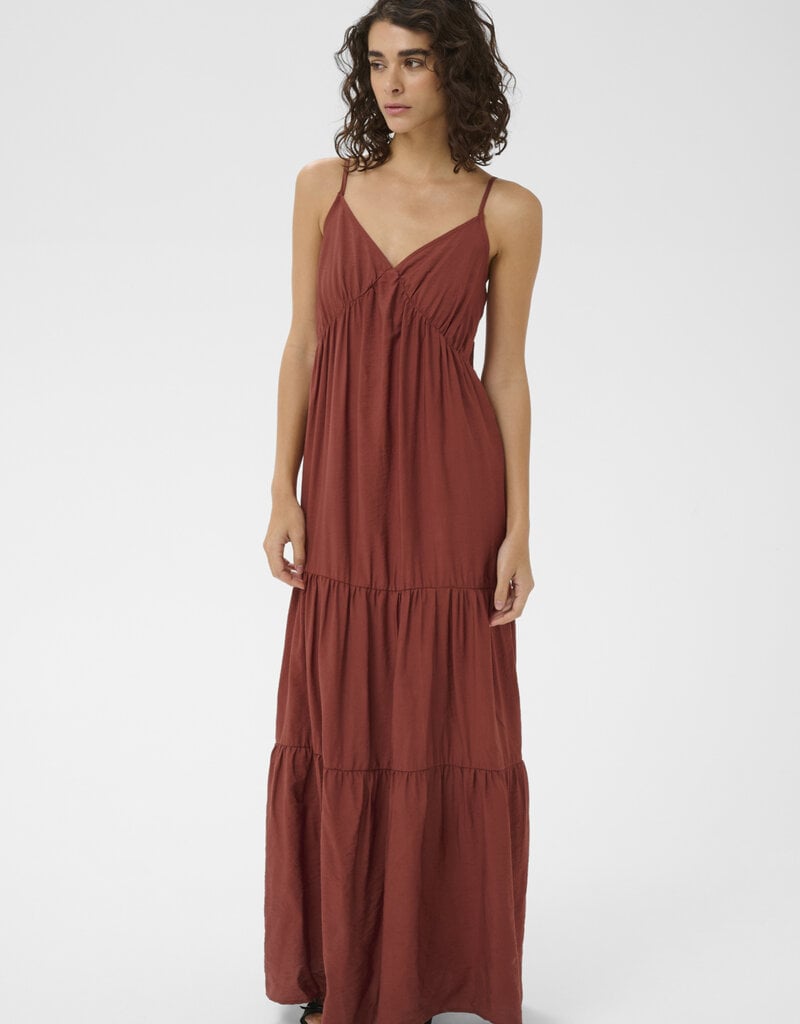 Kaffe Emily Tiered Maxi Dress in Henna