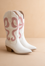 Oasis Society The Bowie Western Boot with Pink Bow Inlay