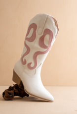 Oasis Society The Bowie Western Boot with Pink Bow Inlay