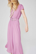 Louizon Kandy Cap Sleeve Maxi Dress with Embroidered Belt Detail