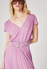 Louizon Kandy Cap Sleeve Maxi Dress with Embroidered Belt Detail