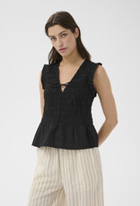 Part Two Borgny Sleeveless Shirred Peplum Top